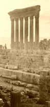 Earthlore Ancient Architecture: Baalbek Temples of Bacchus and Jupiter at Sunset.