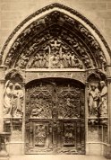 Earthlore Gothic Architecture: Cloister door with tympanum; Burgos cathedral, Spain.