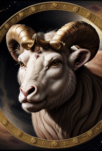 Classical Painting Portrait of Aries Ram