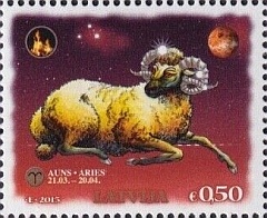 Latvia Postage Stamp Depicting Aries Astrology