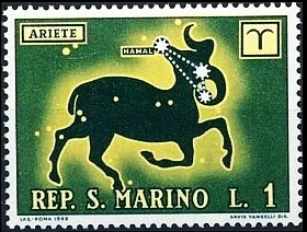 San Marino Postage Stamp Depicting Aries.