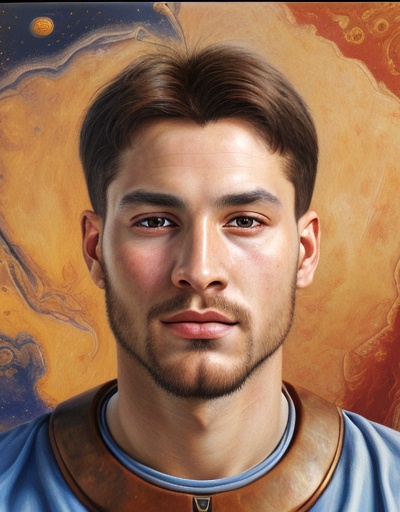 Elore Art: Conceptual Portrait of a Man born Within Aries-Taurus Cusp