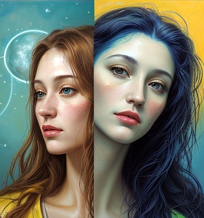 Elore Art: Conceptual Portrait of a
Woman born Within Virgo-Libra Cusp