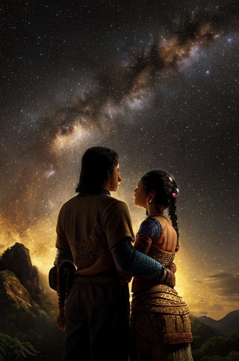 Elore Art: Ancient Couple Gazing at the Night Sky.