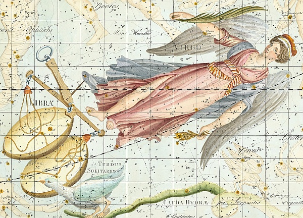 Elore Art: Constellation Map Depicting Virgo and Libra by Johann Elert Bode