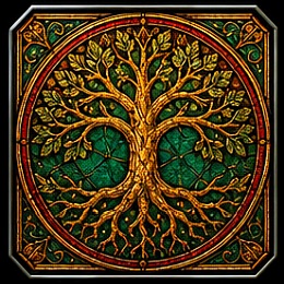 Medieval stained glass tree motif