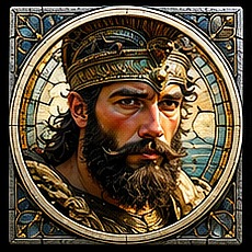 Medieval stained glass Odyssey motif