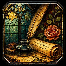 Medieval stained glass poetry motif